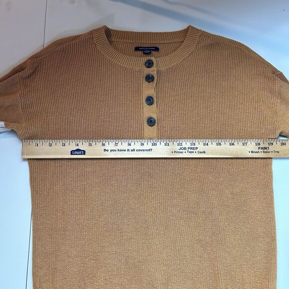 American Eagle Small Sweater Mustard Yellow Button V Neck Striped Dolman Sleeve - Picture 10 of 14